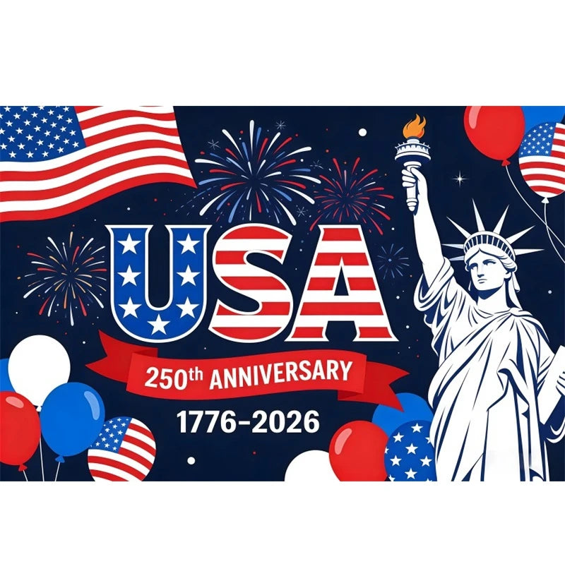 America 250th Anniversary Backdrop Cover Bald Eagle Statue of Liberty Flag 4th of July Independence Day Celebration Backgrounds
