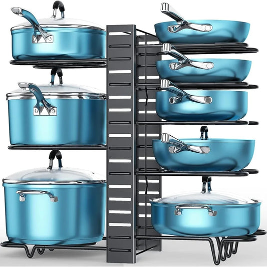 Adjustable Pots & Pans Organizer – Tiered Cabinet Rack with 3 DIY Methods for Kitchen Organization
