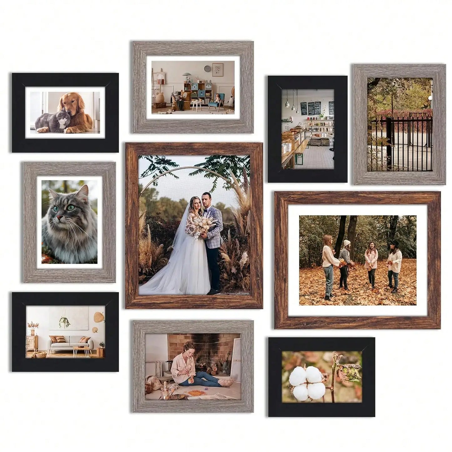 Picture Frames Wall Set Décor – Multi‑Size Frames (8×10, 5×7, 4×6) for Photo Display