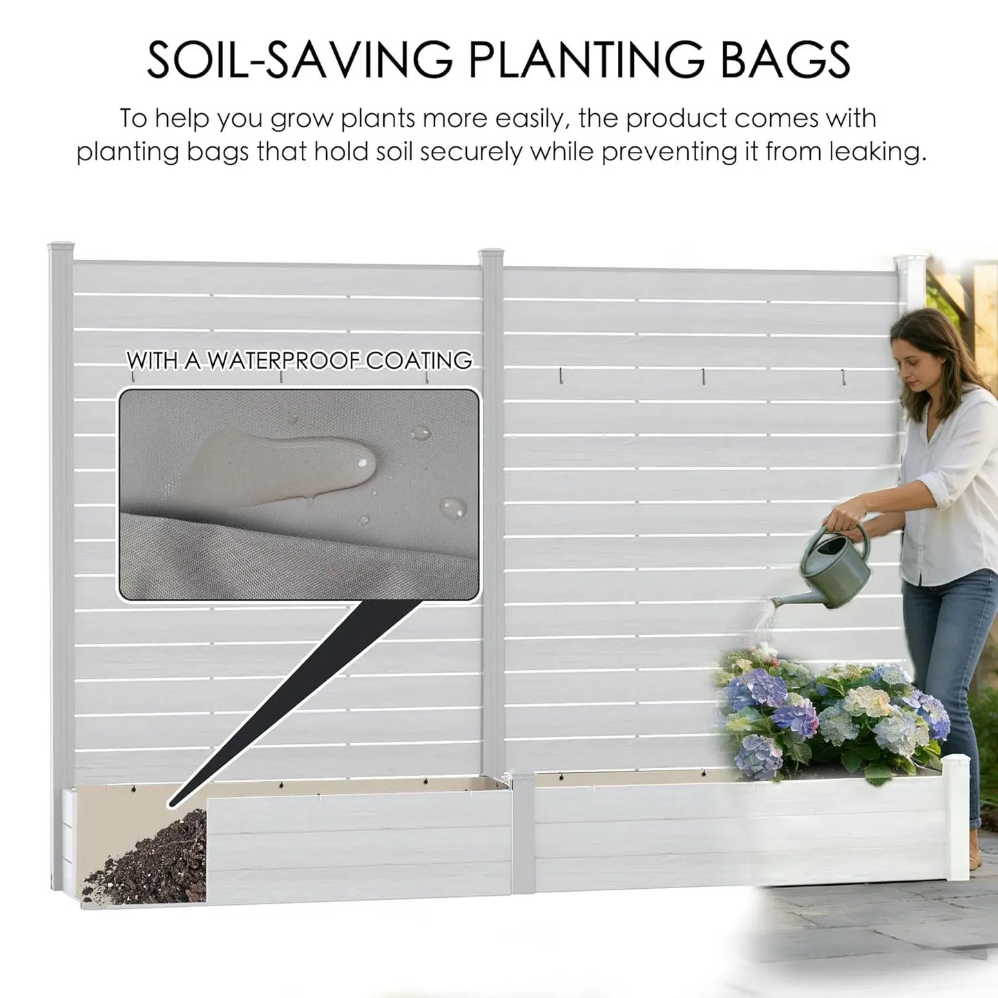2‑Pack Privacy Screen with Planter – 70" × 51" Outdoor Garden Divider with Waterproof Aluminum Frame