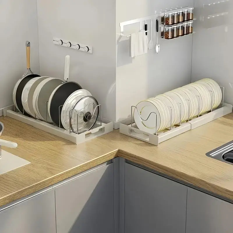 Pot and Pan Organizer, Expandable  with 7 - Adjustable Compartments