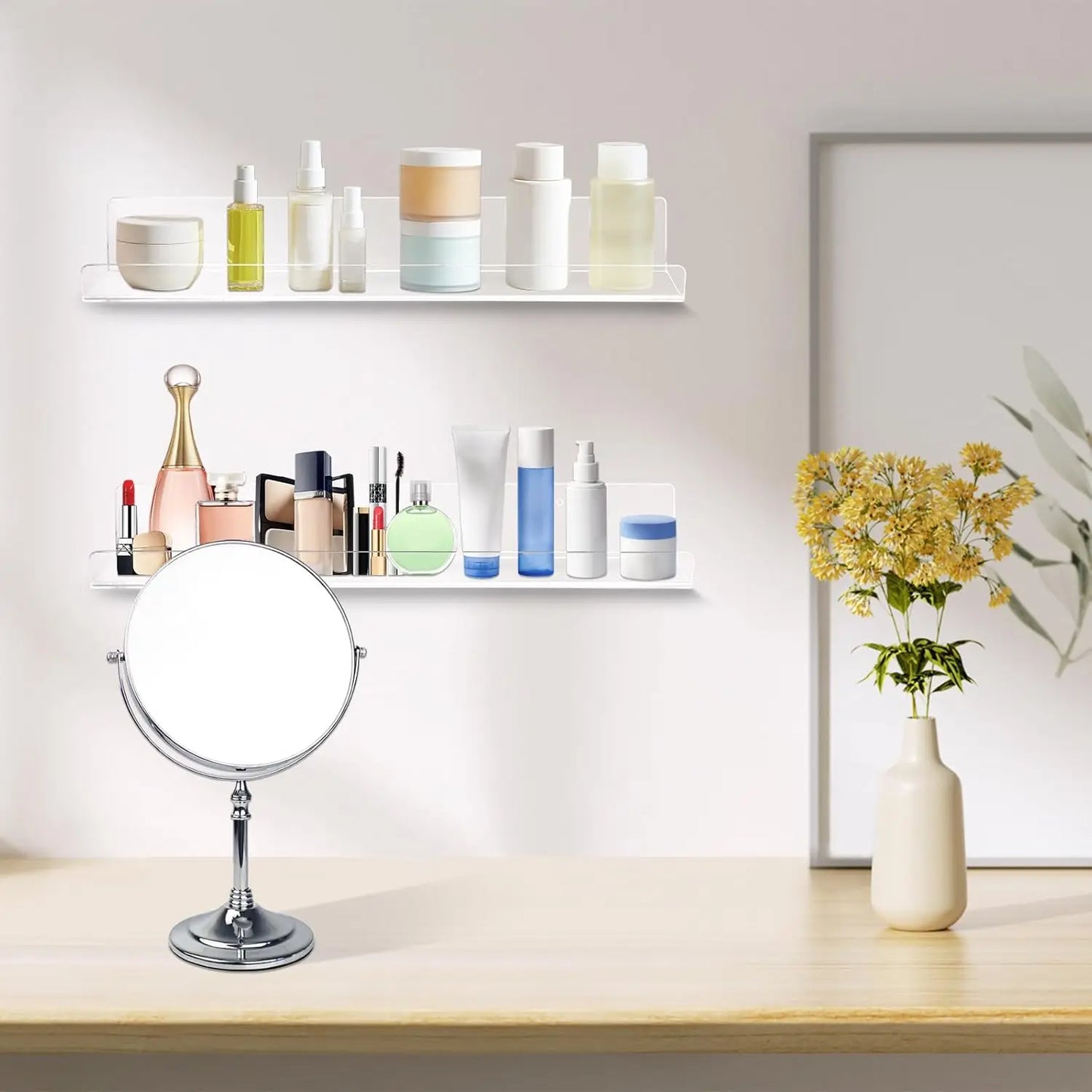 15" Clear Acrylic Floating Shelves - Set of 4