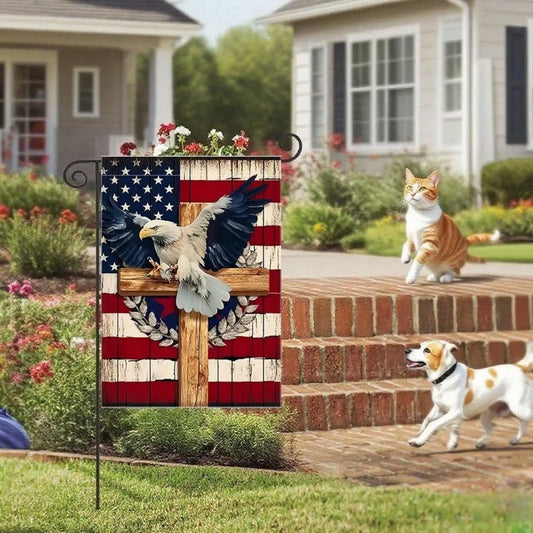 12x18" Double Sided Garden Flag, Patriotic Eagle, USA Outdoor Holiday Decor