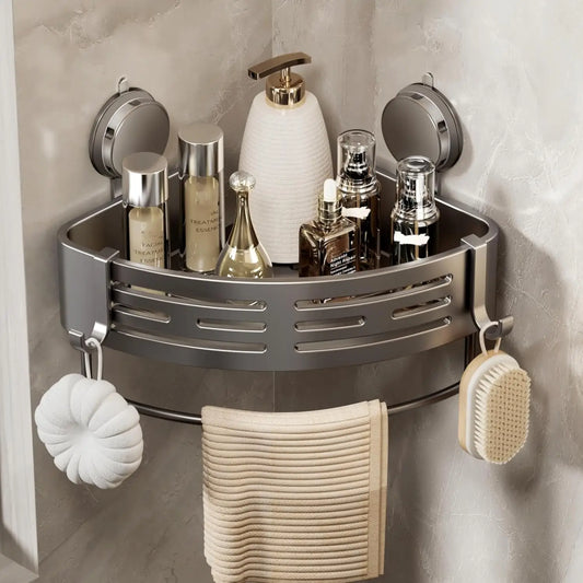 No Drill Suction Corner Bathroom Wall Mount Organizer, Instant Stick & Use, for Shower
