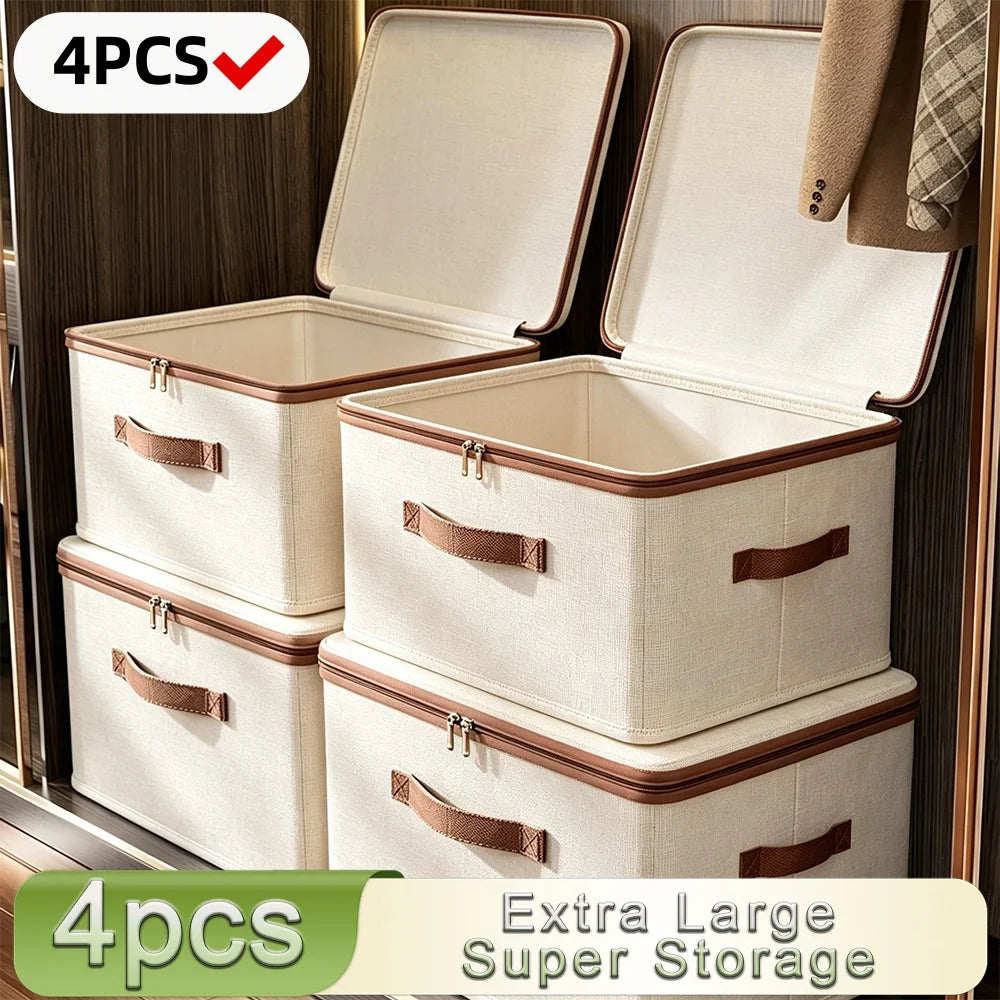 Heritage Cotton-Linen Storage Chests (Set of 4)