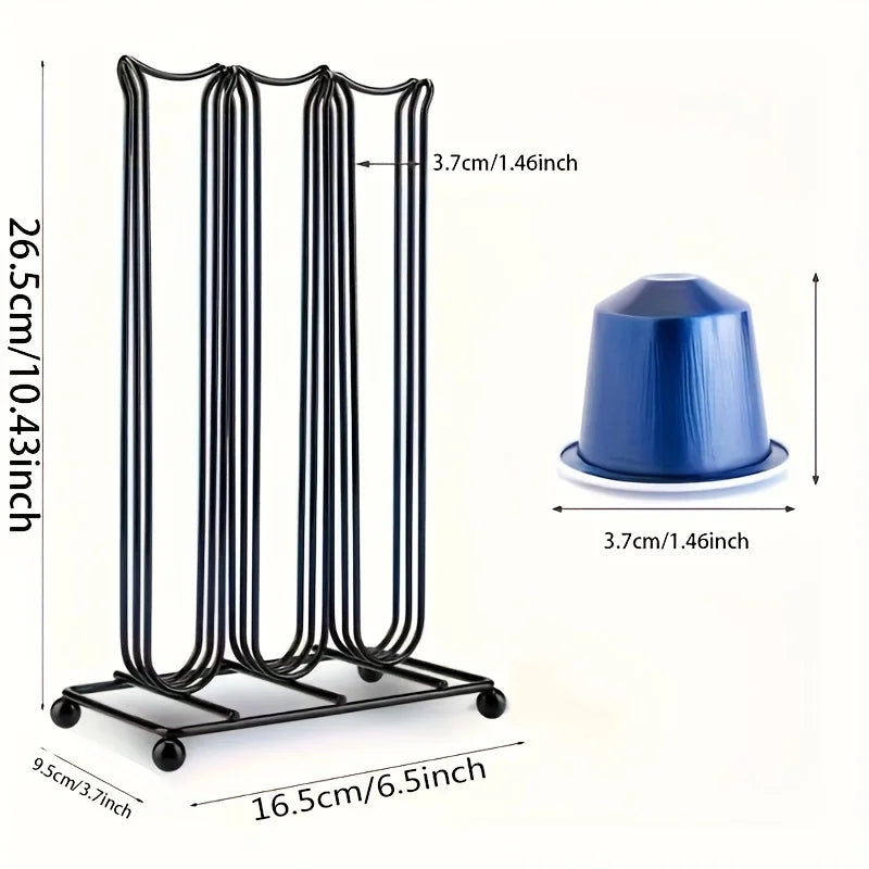 Iron Coffee Capsule Holder for 42 Nespresso Pods - Space Saving, Creatively Assembled Coffee Capsule Holder for Kitchen