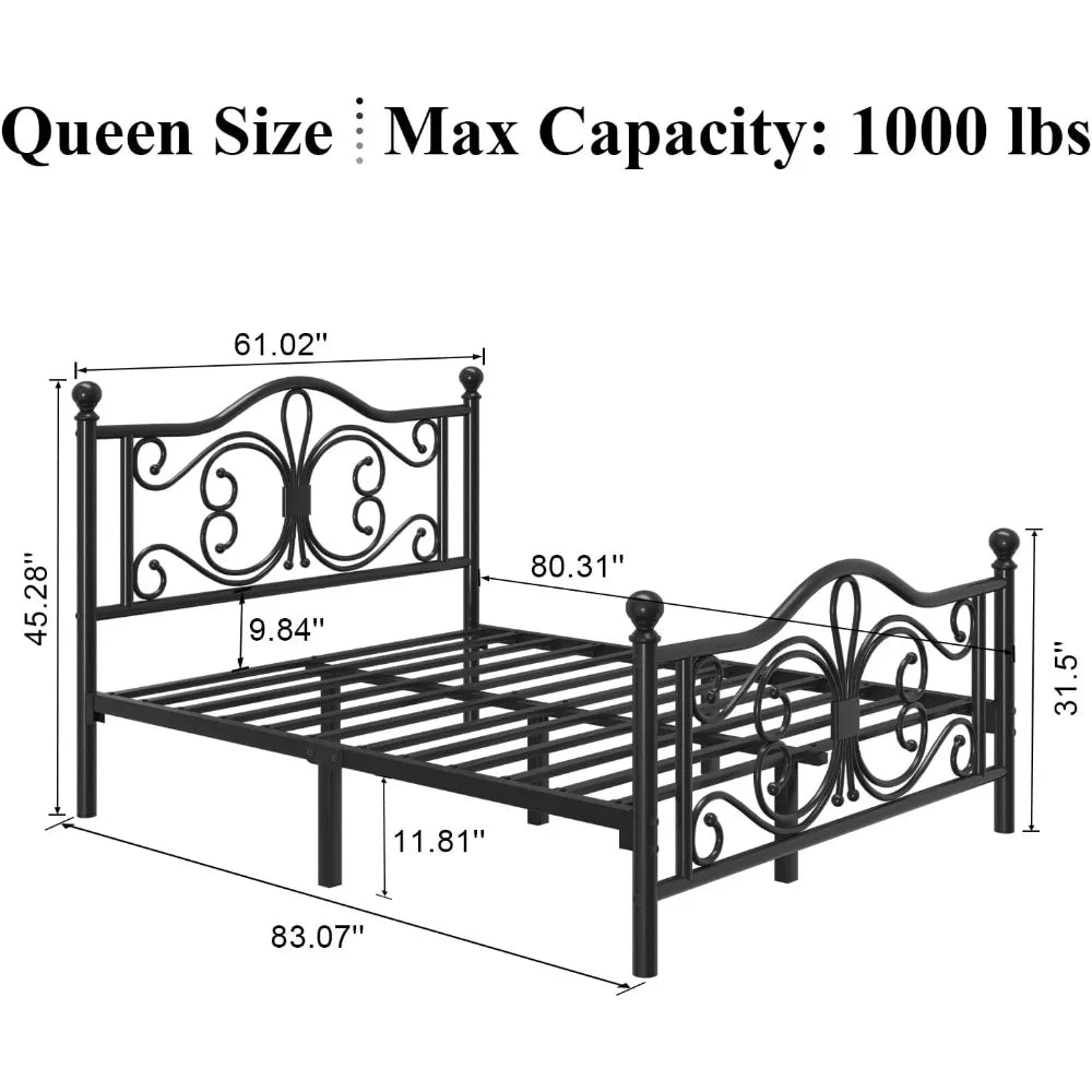 Queen size bed frame-metal bed frame