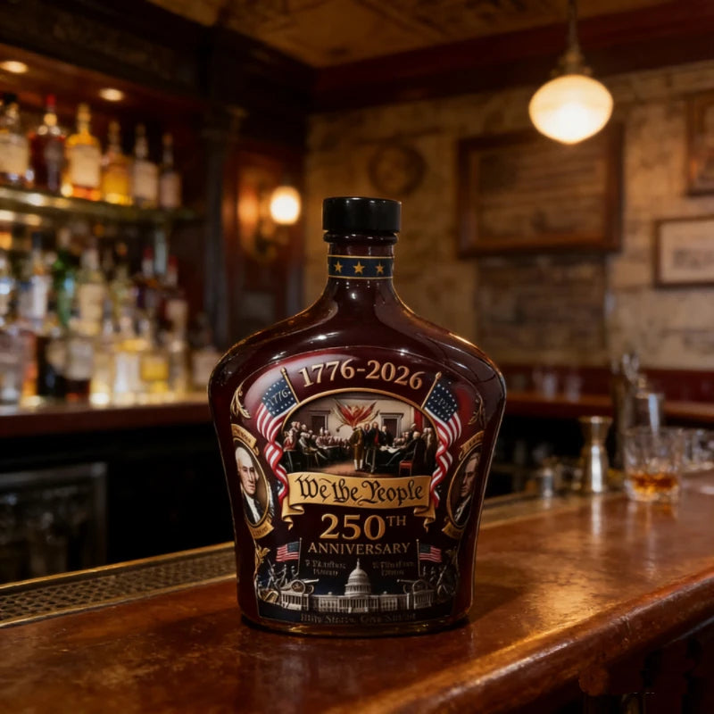 US 250th Anniversary We The People Whiskey Decanter, Decorative Glass Bottle for 4th of July Party & Home Bar Display
