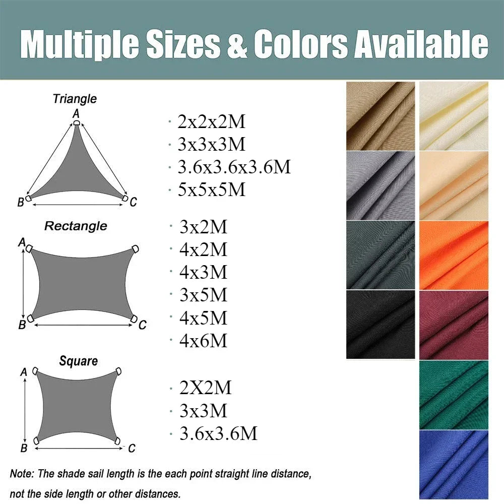 Outdoor Waterproof Sunshade – Large Shade Sail Awning for Patio, Yard & Garden Spaces
