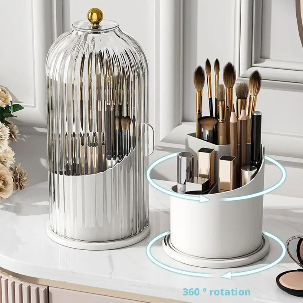 360 Rotating Make up Brush Holder/Organizer With Lid