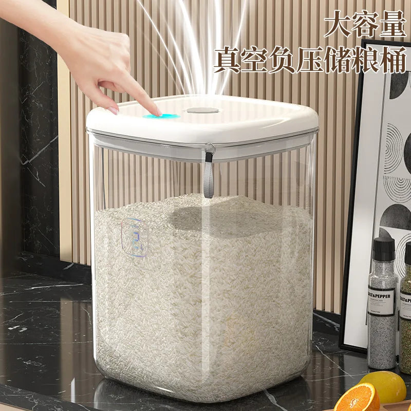 Vacuum rice bucket, kitchen, household food grade, insect proof, moisture-proof, rice box, sealed, large capacity plastic