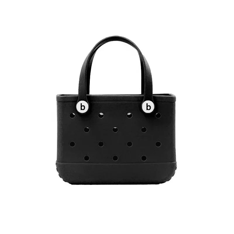 Waterproof  Rubber Mini Beach Bag - Summer Pool Storage Basket