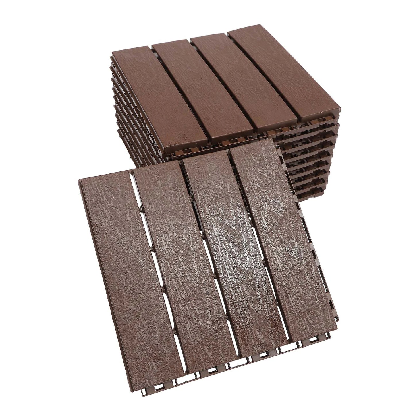12"×12" Interlocking Deck Tiles – Waterproof, Anti‑Slip Outdoor Flooring for Balcony, Garden & Porch (Snap‑Lock Design)