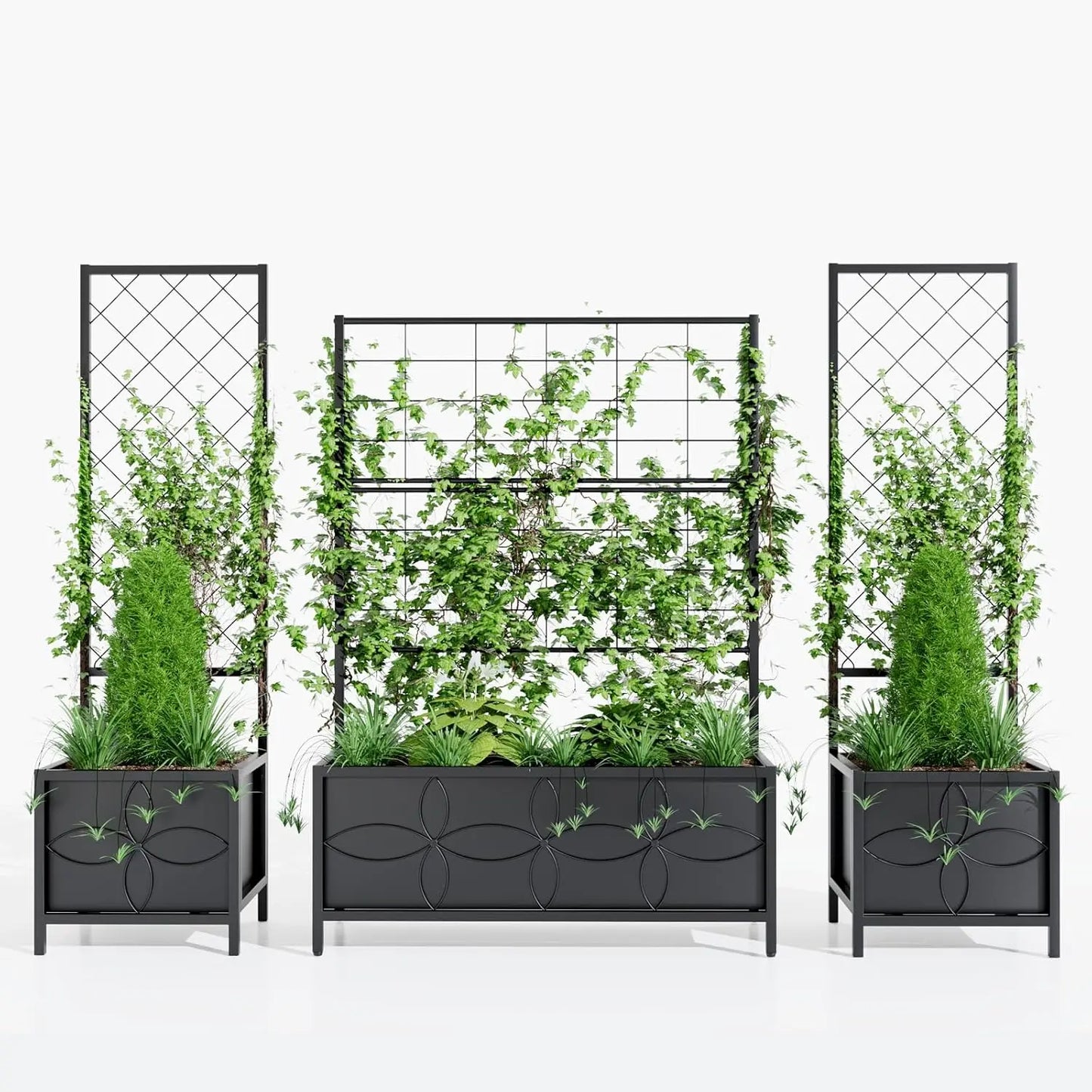Raised Garden Bed with Trellis (15.75x35.43x48.8 in)
