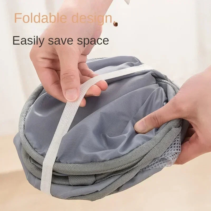 Durable Collapsible Laundry Basket, Mesh Pop Up Laundry Hamper With Side Pocket, Foldable Clothes Storage Hamper