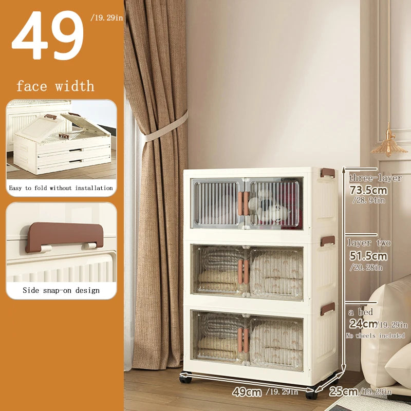 Extra-Large Foldable Storage Cabinet Multi-Layer No Installation Required