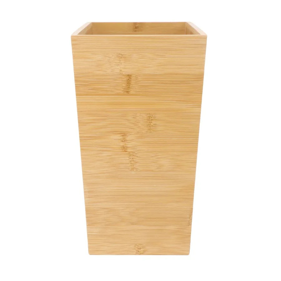 Rectangle Bamboo Waste Basket – Natural Beige Eco‑Friendly Trash Can for Bathroom or Bedroom