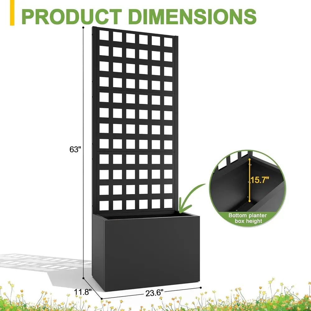 Metal Planter Box with Trellis, Ideal for Climbing Vines and Vegetables, Privacy Screen Included