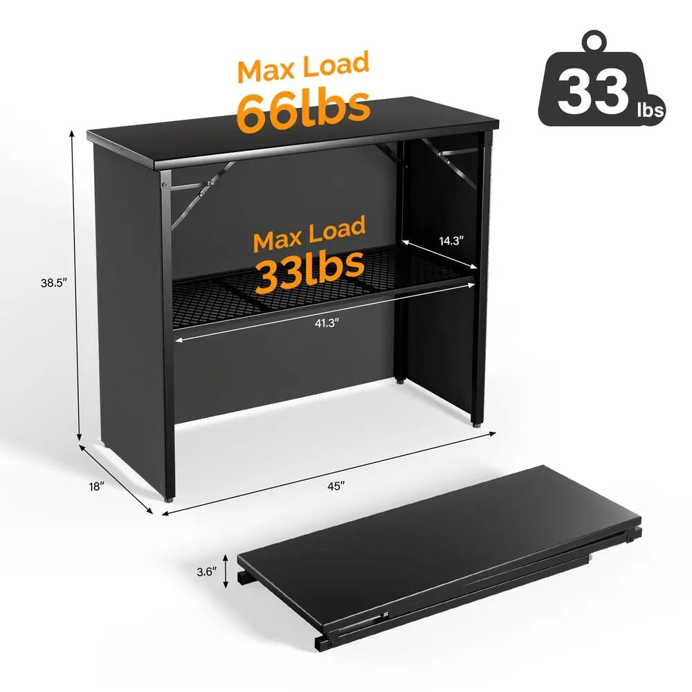 45" Commercial Portable Bar Table – Mobile Bartending Station with Skirt for Indoor & Outdoor Events