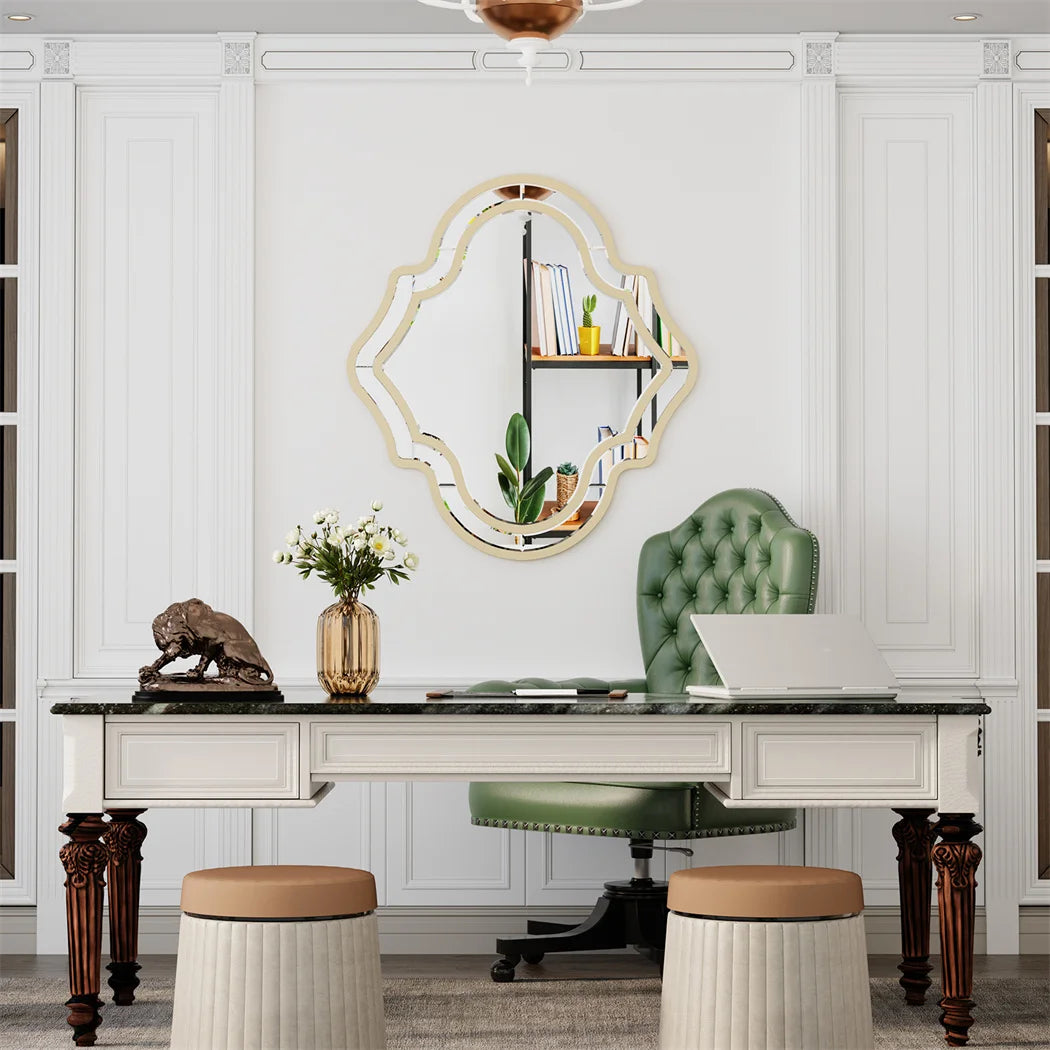 Seraphina Irregular Wall Mirror – Golden Rim Accent