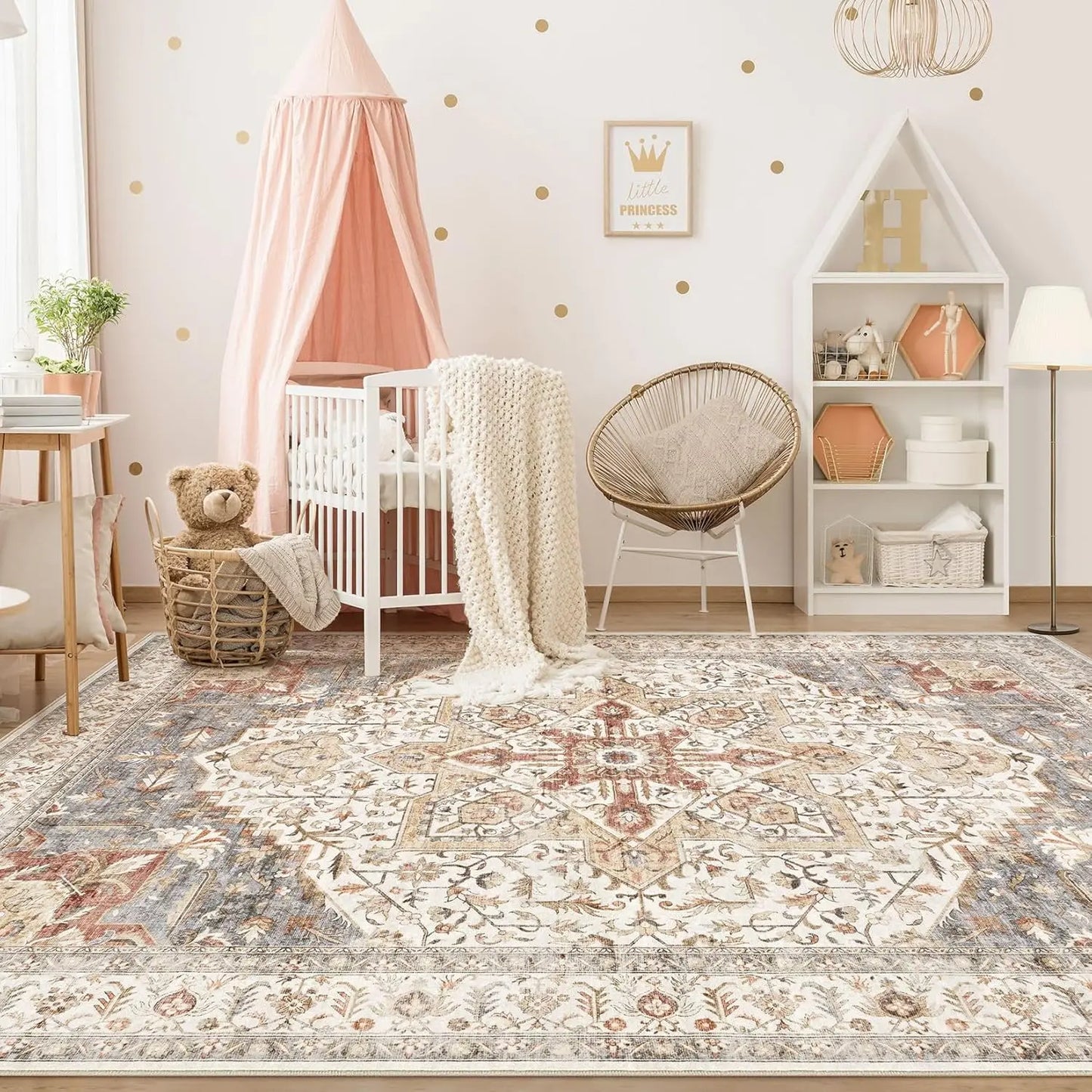 9x12 Orange Multi Distressed Vintage Boho Rug
