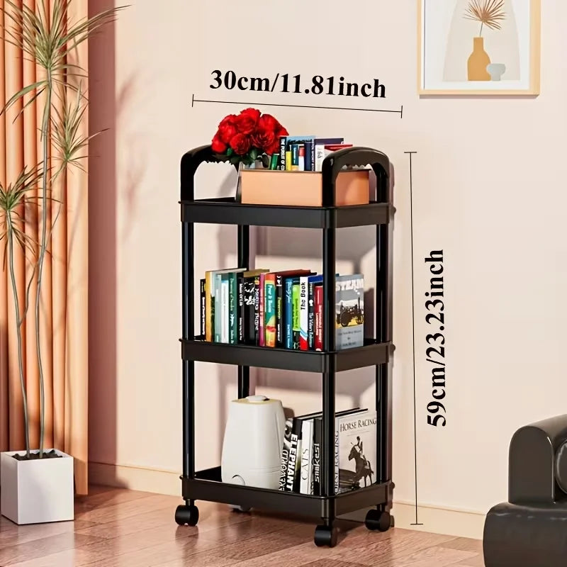 3/4‑Tier Multi‑Functional Rolling Cart – Large‑Capacity Mobile Storage Trolley with Wheels for Kitchen, Bathroom & Bedroom