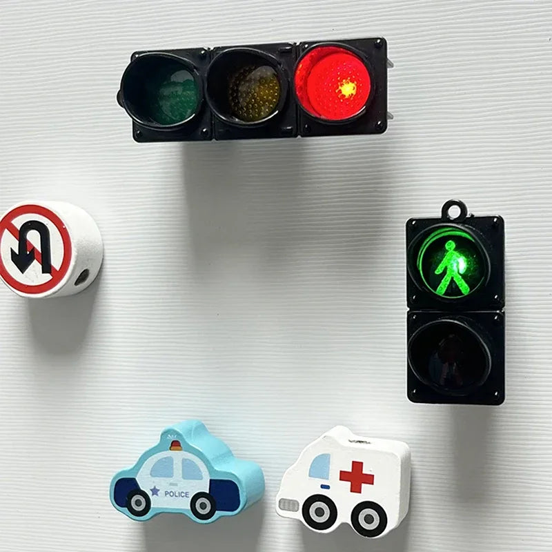New Traffic Light Magnetic Refrigerator Stickers Traffic Toy Pedestrian Light Creative Magnetic Decoration Accessories  magnets