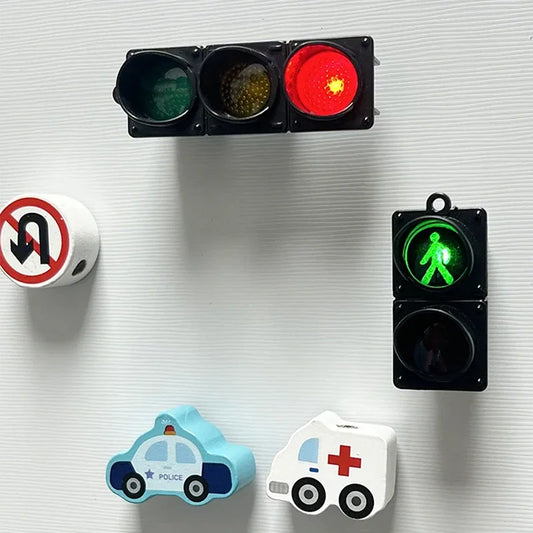 New Traffic Light Magnetic Refrigerator Stickers Traffic Toy Pedestrian Light Creative Magnetic Decoration Accessories  magnets