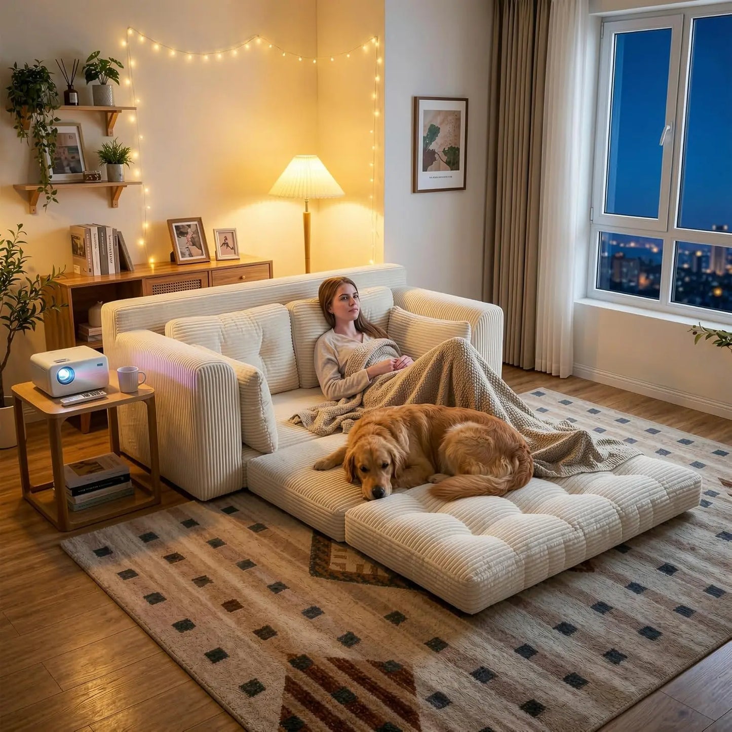 Convertible Loveseat Sleeper, Space-Saving Folding Sofa Bed for Small Spaces, No Assembly
