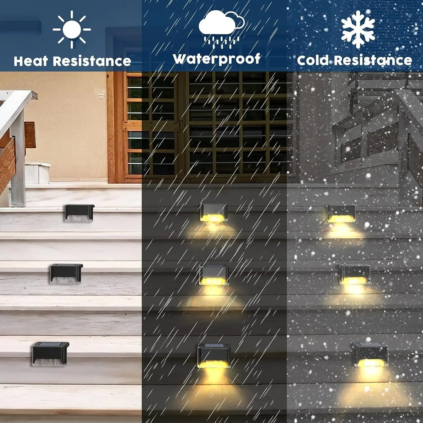 A set of 16 waterproof outdoor solar LED deck lights