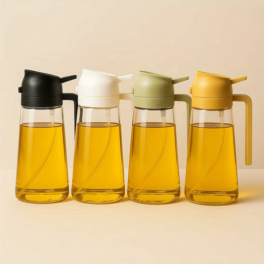 4-Pack Glass Oil Spray Bottles, Dual-Use Spray & Pour, Drip-Proof, Easy to Clean