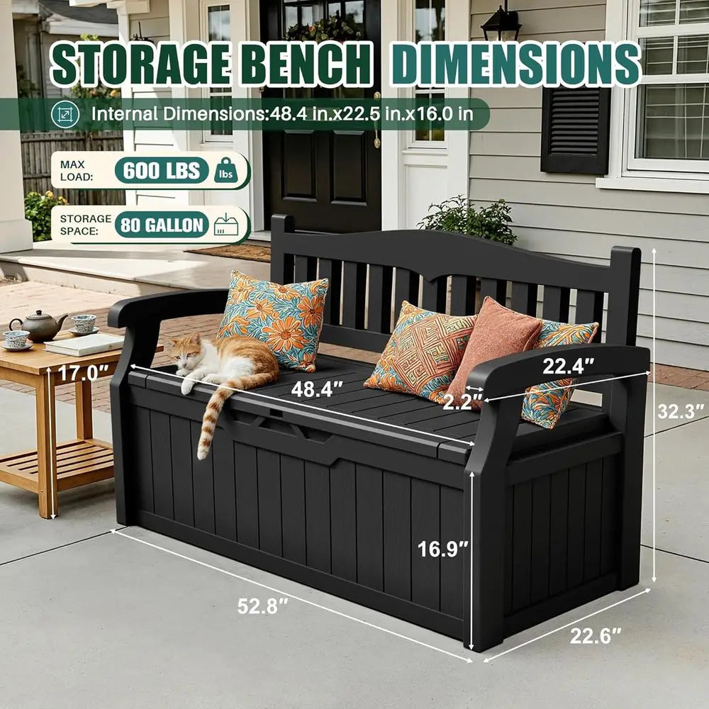 Gallon Storage Bench, Deck Box. Lockable for Patio furniture, Garden Decor and Outdoor Seating or Cushions