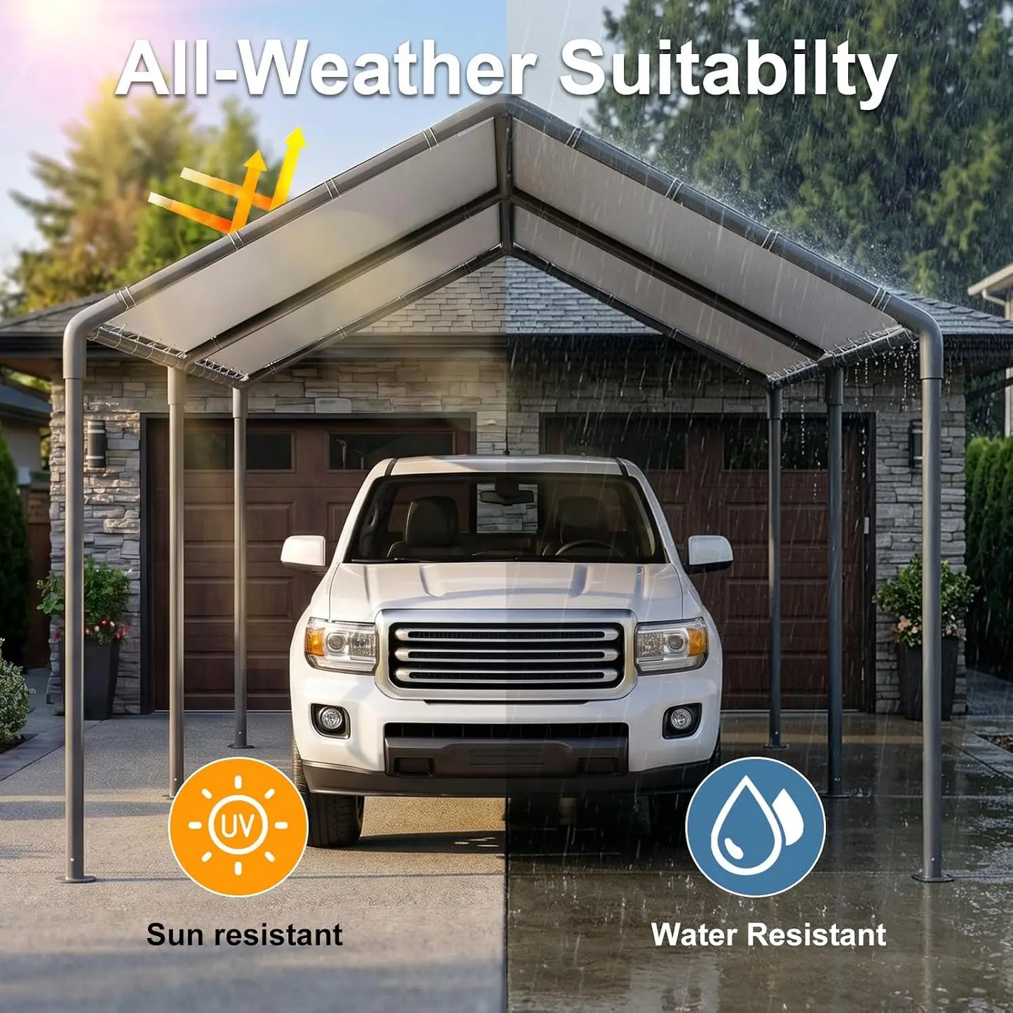 Heavy-Duty Galvanized Carport Canopy – Reinforced Outdoor Party Tent & Portable Garage Shelter (Custom Options Available)