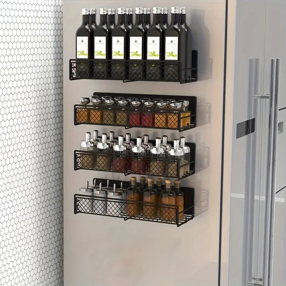 2-Pack Magnetic Spice Rack for Refrigerator – Strong, Moveable Spice Organizer & Heavy‑Duty Fridge Storage Shelf