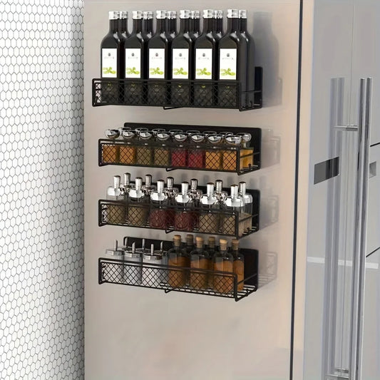 2-Pack Magnetic Spice Rack for Refrigerator – Strong, Moveable Spice Organizer & Heavy‑Duty Fridge Storage Shelf