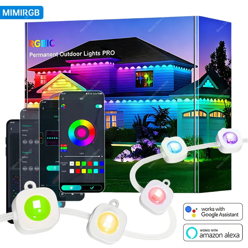 150FT Permanent Outdoor Eaves Lights – Smart RGBIC LED Strip with 90 LEDs, App Control, Music Sync & Timer
