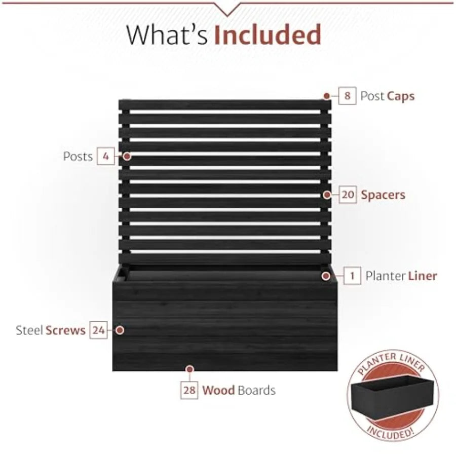 4 ft H x 3.5 ft W x 1.2 ft L Enclosed Wood Privacy Screen with Planter Box Raised Garden Bed and Trellis for Climbing Plants