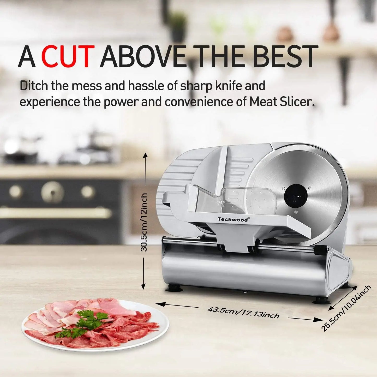 Electric Deli Food Slicer – Removable 9" Stainless Steel Blade for Meat, Cheese & Bread