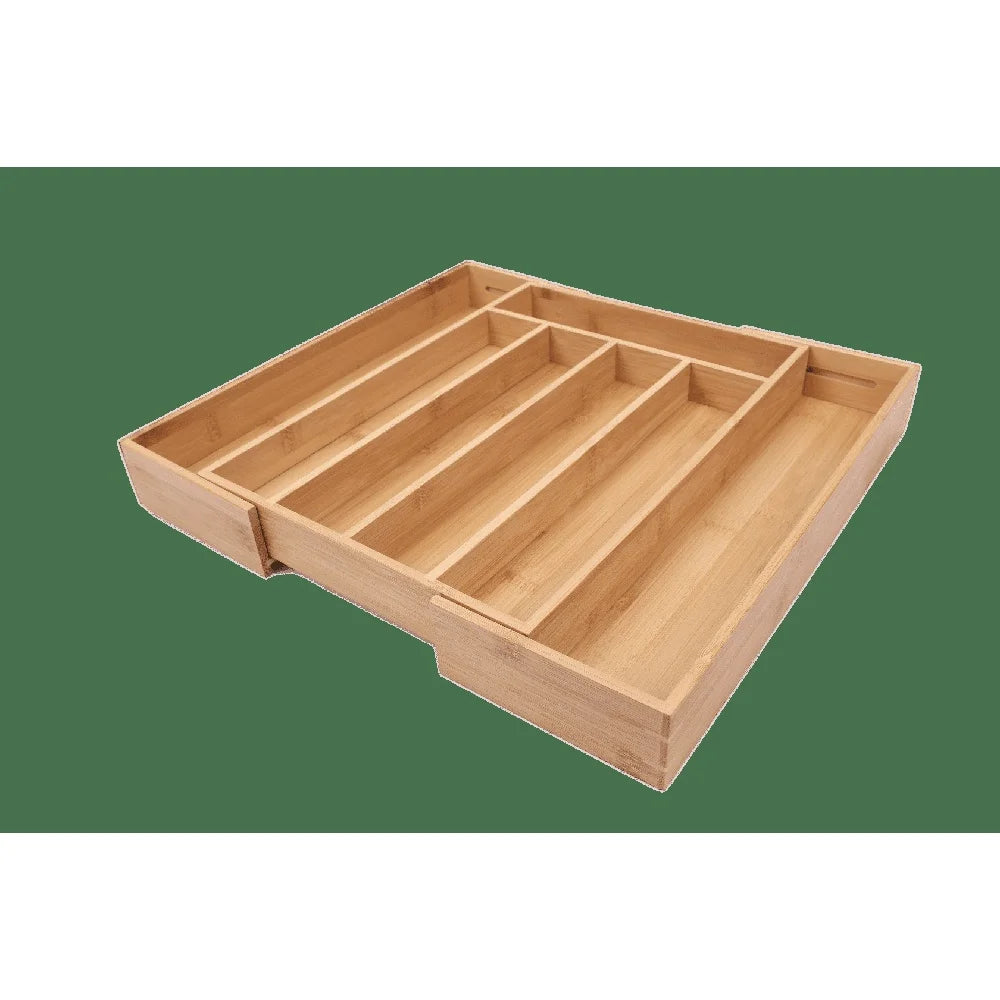 Natural Bamboo Expandable Silverware Organizer Drawer Storage - Adjustable Compartment - Durable