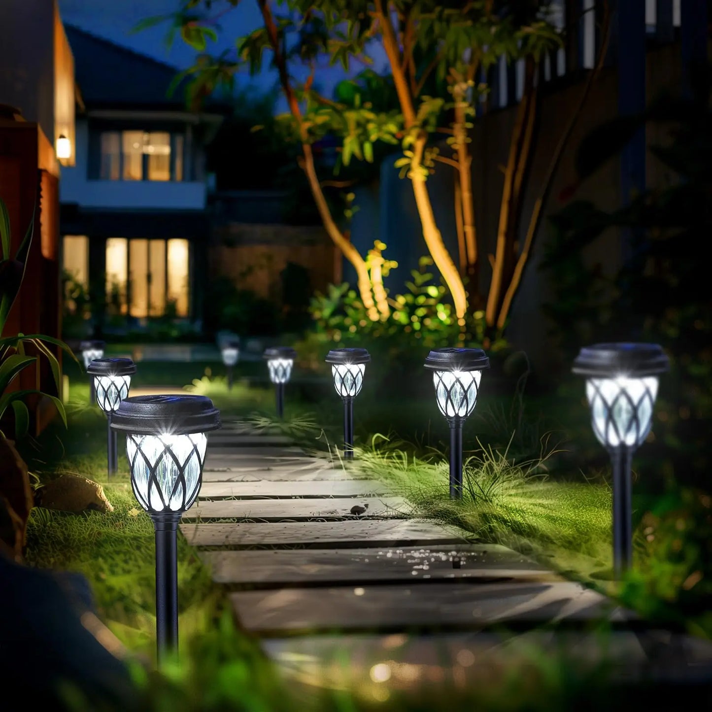 Solar Tube Lawn Lights – 10‑Pack Light & Shadow Outdoor Lamps