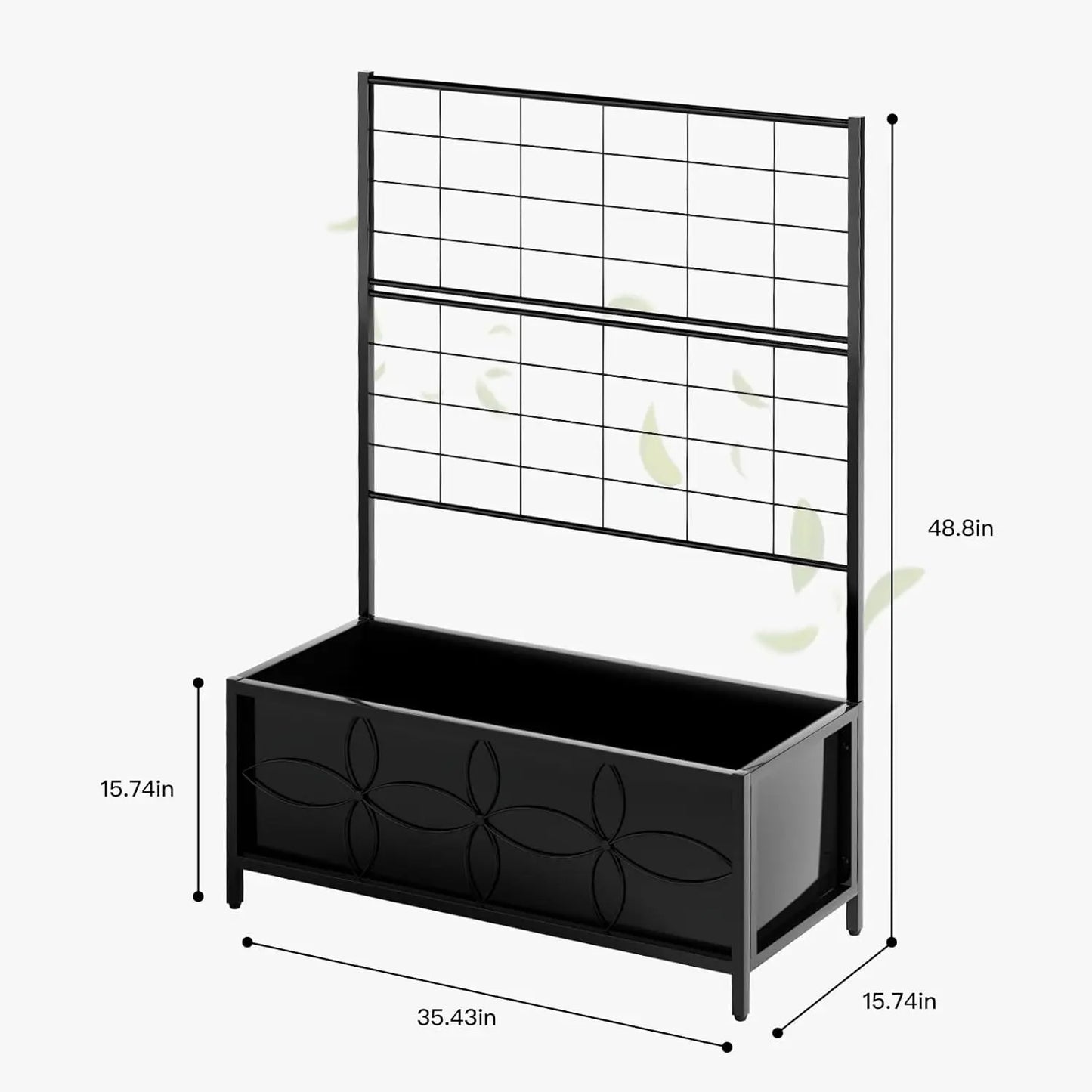 Raised Garden Bed with Trellis (15.75x35.43x48.8 in)