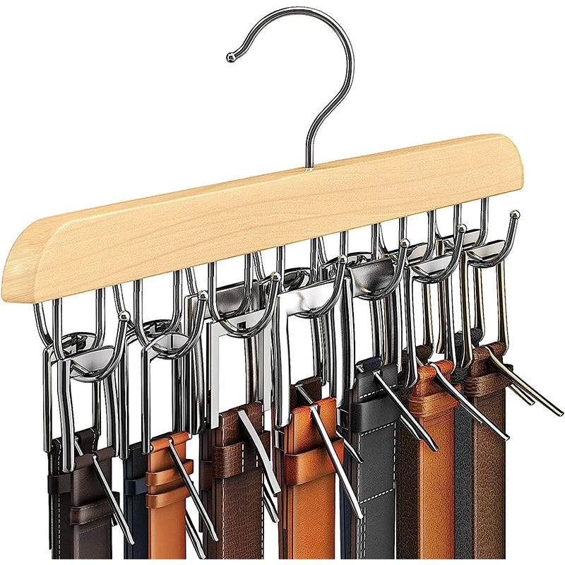 Wooden Belt Rack Storage Hangers for Clothes, Wardrobe Accessories, Scarf Organizer, Men Ties, Belt Hangers