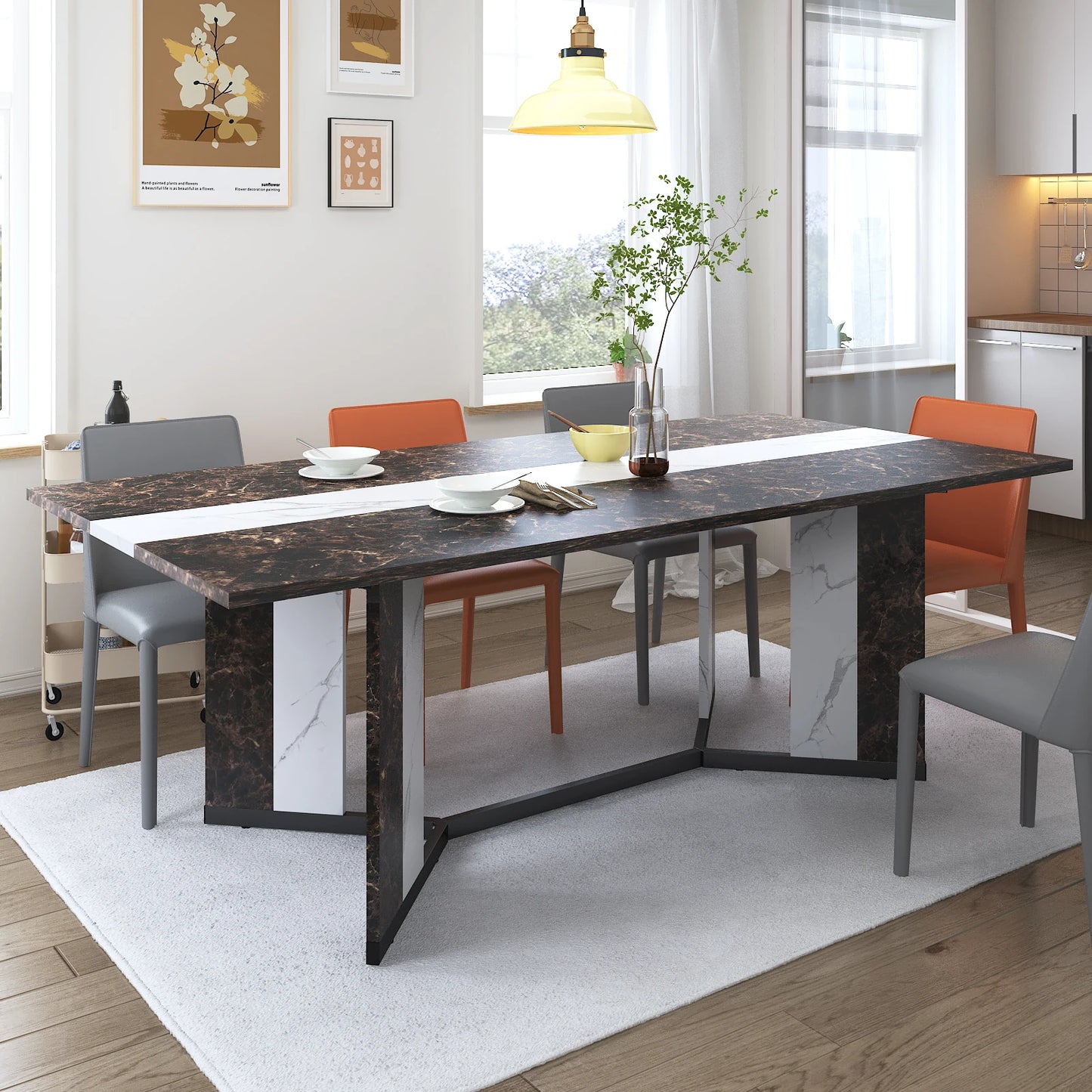 Large Rectangular White Dining Table for up to 10 People (2 sizes)