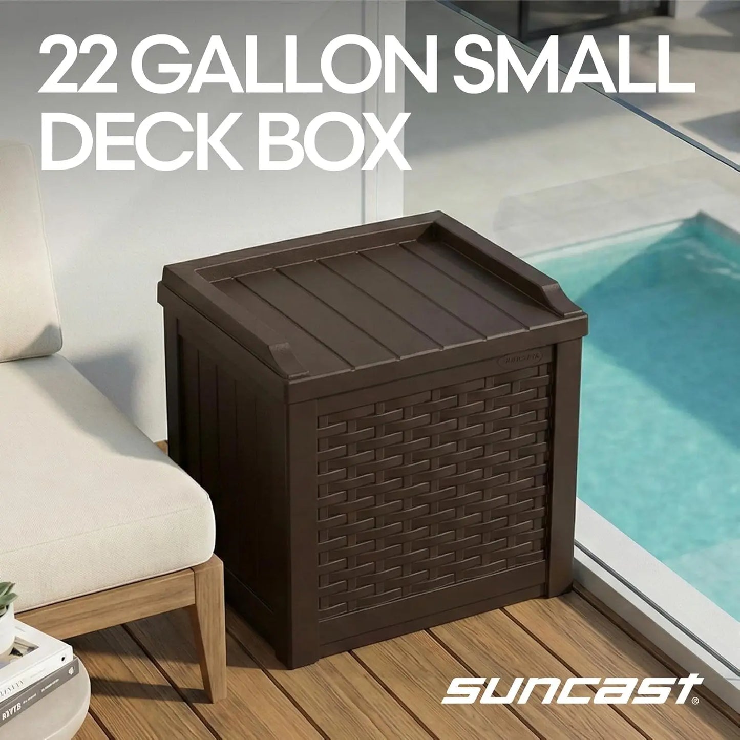 Java Resin Outdoor Storage Box, Weatherproof Patio Storage Bin Container for Seating/Storage