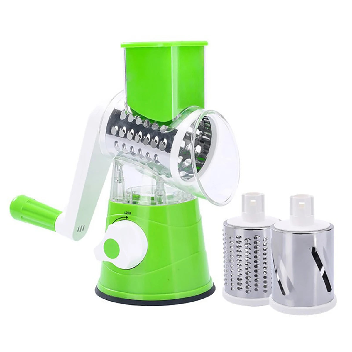 3‑Drum Manual Rotary Grater – Cheese, Peanut & Vegetable Slicer | Multifunctional Kitchen Cutter & Chopper