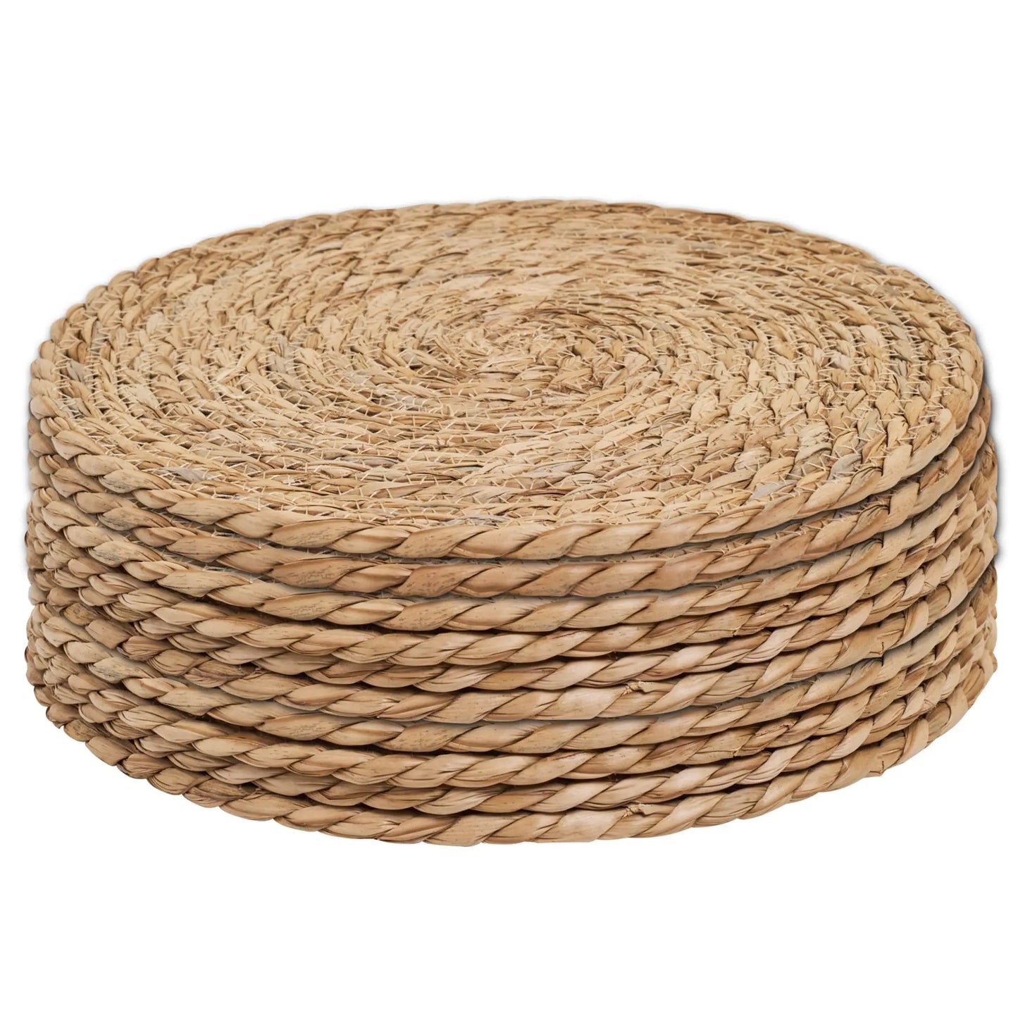 Defined Deco 10Pcs 12" Round Hand-Woven Water Hyacinth Rattan Placemats Farmhouse Weave Table Mats for Dining Kitchen Decor