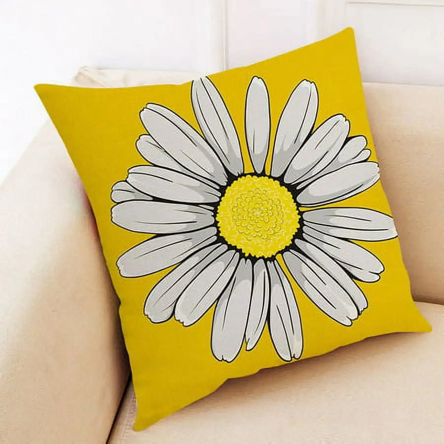 Set of 4 Throw Pillow Covers – 18×18" Decorative Cushion Cases (Yellow)