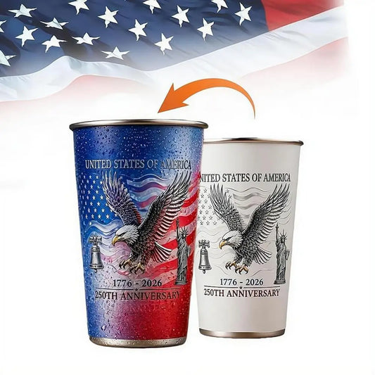 USA 250th Anniversary Color Changing Tumbler Patriotic Cup, American Independence 250 Years Commemorative Gift