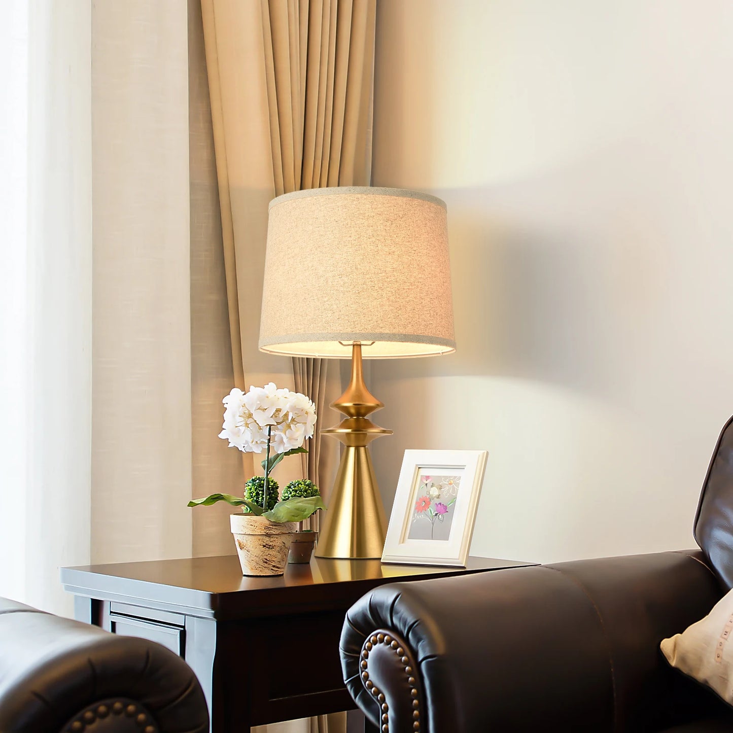 24" Gold Modern Table Lamp – Contemporary Accent Light for Living Room, Bedroom & Office