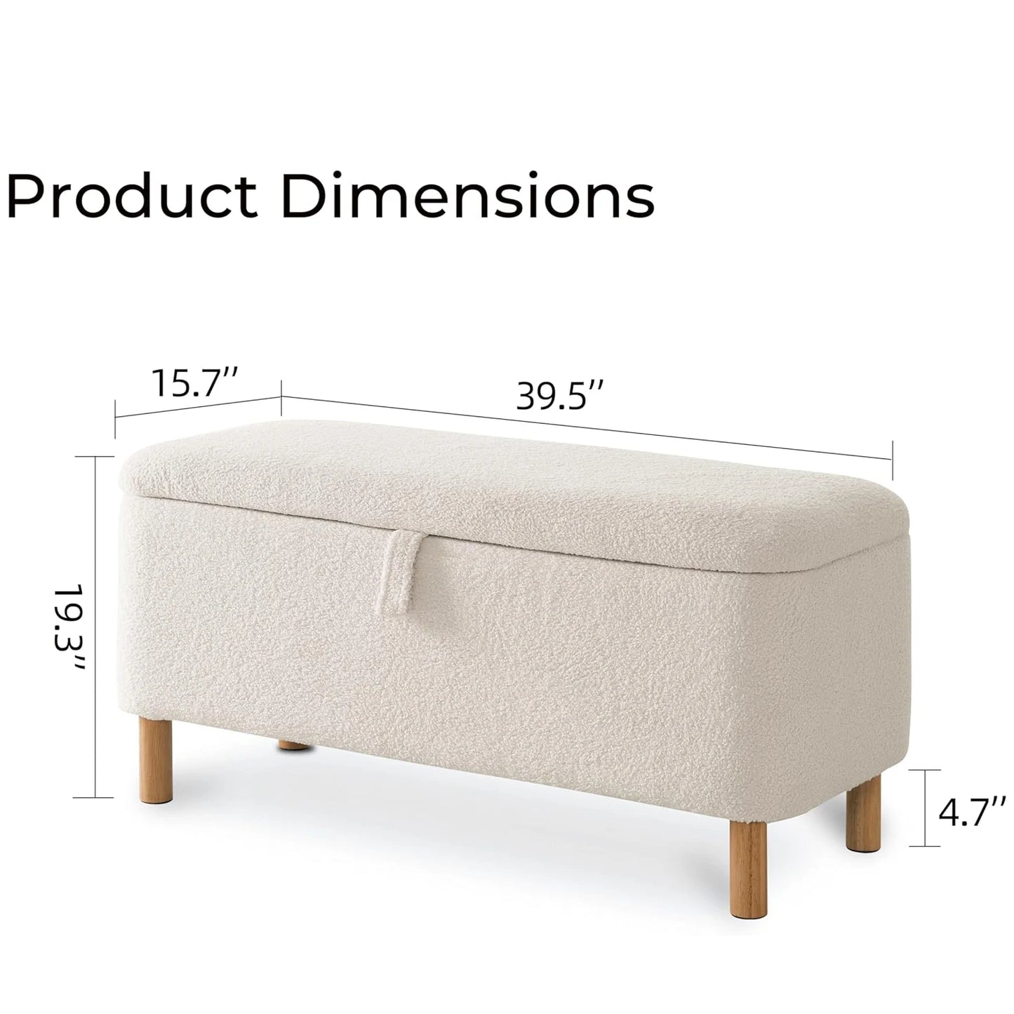 39.5" Storage Ottoman Bench – Upholstered Entryway or Bedroom Bench with Hidden Compartment